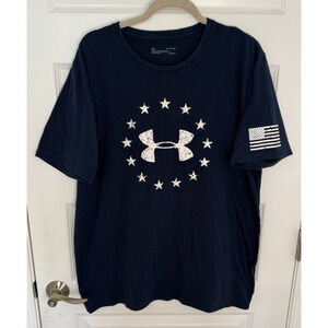UNDER ARMOUR Blue White Stars Flag Celebration T-Shirt Men's Size XL